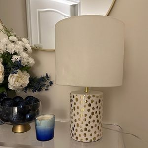 Kate Spade Gold and White Flamingo Dot Lamp